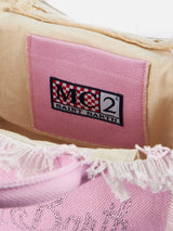 Borsa Colette in tela di cotone rosa con strass