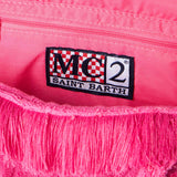 Borsa a mano Colette in morbida spugna fucsia con logo in rilievo