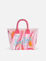 Borsa a mano Colette in tela di cotone multicolore con stampa onde