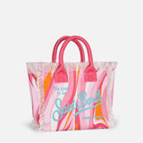 Borsa a mano Colette in tela di cotone multicolore con stampa onde